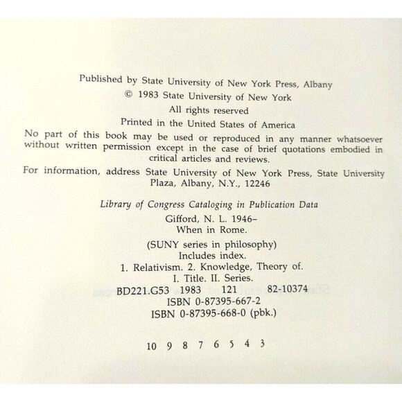 SUNY Series in Philosophy Ser.: When in Rome : An Introduction to Relativism an… - Picture 3 of 5